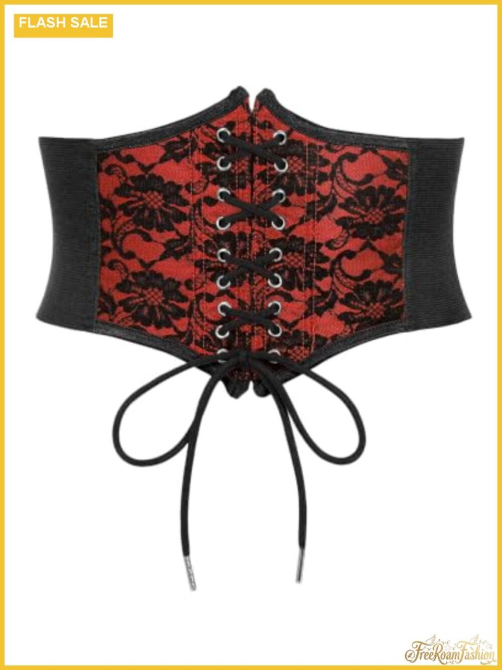 Women's PU Leather Lace-Up Corset Belt Wide Elastic Waist Cincher